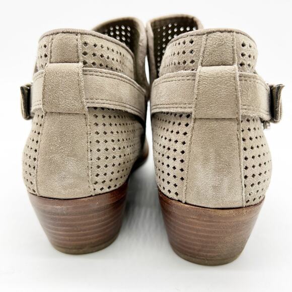 Sam Edelman Womens 9 Paula Perforated Leather‎ Buckle Ankle Boot Putty Suede - Picture 2 of 11